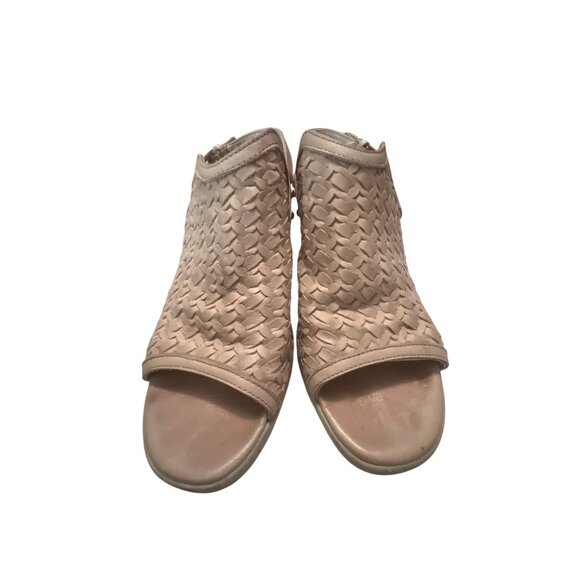 The Flexx Womens Beige Woven Peep Toe Heeled Sandals Size 6 Adjustable Strap - Picture 2 of 6